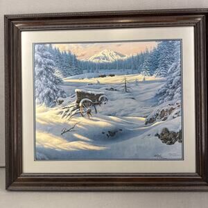 LARRY DYKE, Psalms 147:16, Buffalo on Snowy Mountain Meadow, S/N Print